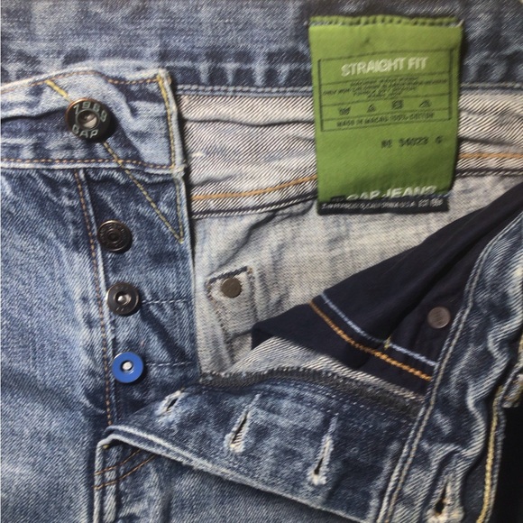 GAP 1969 Denim Blue Jeans mens Button Fly Straight Fit 31/31 Y2K - Picture 3 of 10